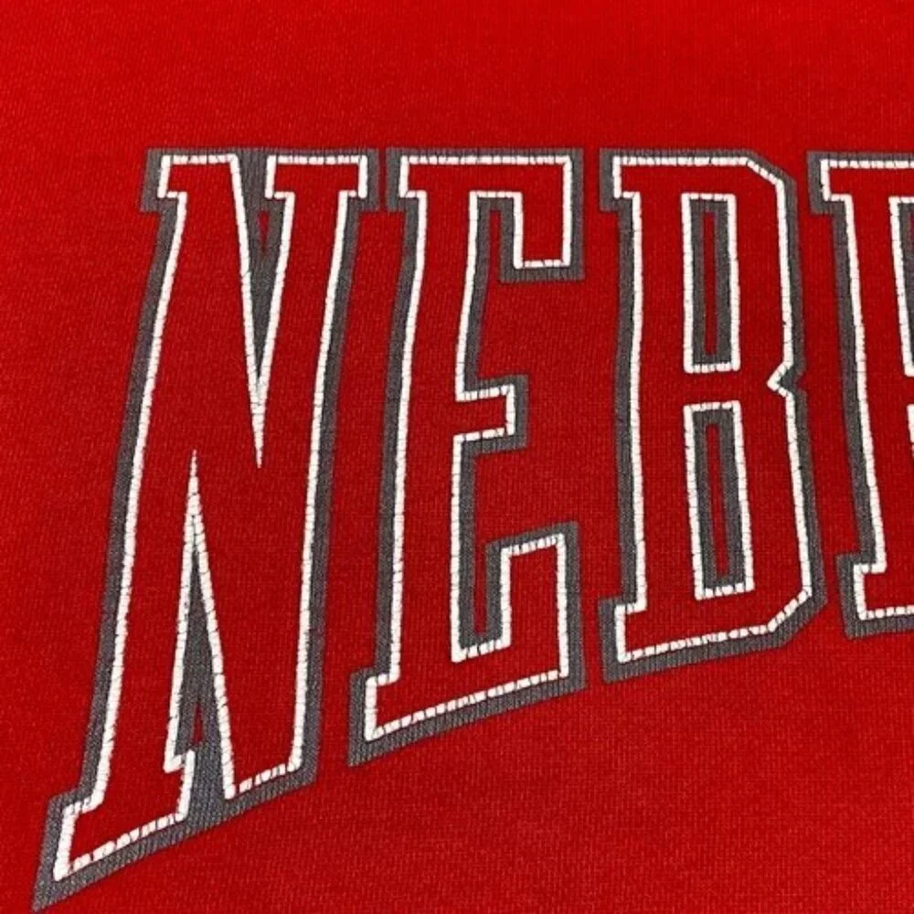 Vintage Nebraska Cornhuskers Sweatshirt Men's XXL Red 90s Gear For Sports Cotton - Picture 10 of 16